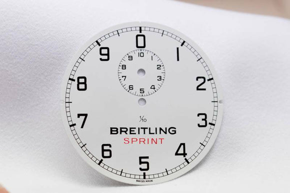 Genuine Breitling Sprint Stopwatch Dial White 1/10th  44.8mm- New Old Stock