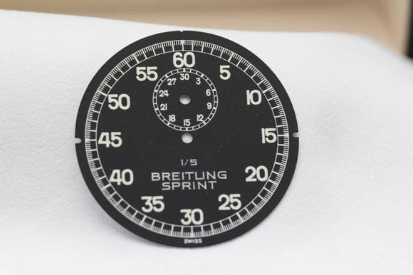 Genuine Breitling Sprint Stopwatch Dial Black 1/5th  44.8mm- New Old Stock