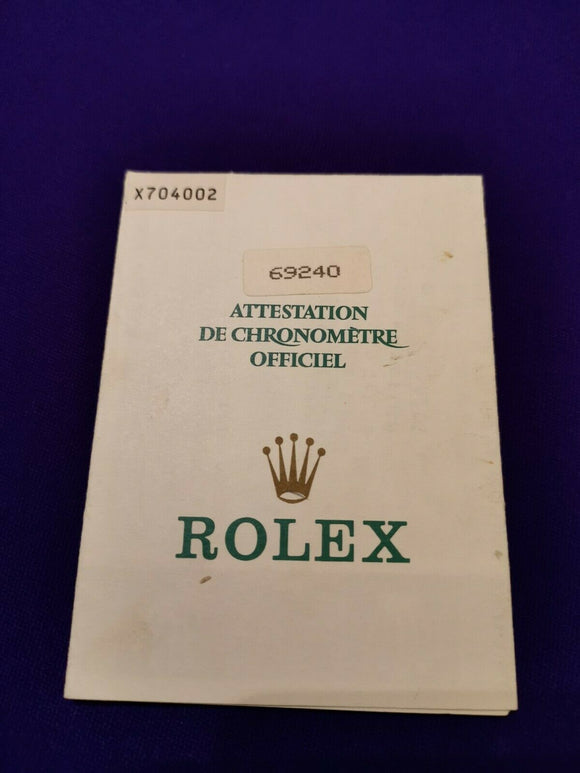 Rolex Ladies Datejust 69240 Guarantee X Serial 1997