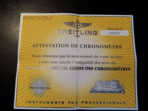 Breitling Chronometer Certificate Number 1242876