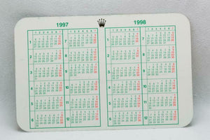 Genuine Rolex Calendar Card 1997 - 1998