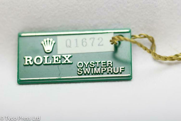 Rolex Green Oyster Swimpruf Swing Tag - Serial L874986 - 1989