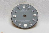 Rolex Midsize Dial - Black With Blue Lume Silver markers 23.6mm